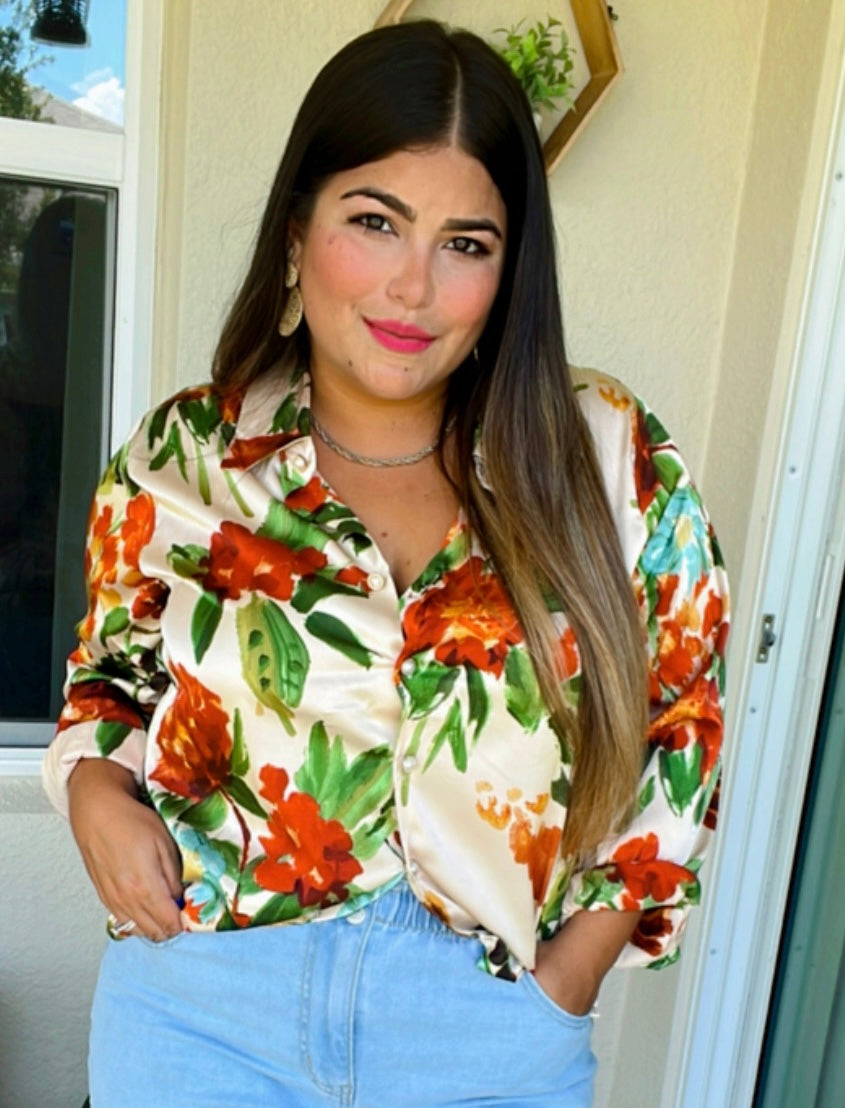 Orange Floral Top