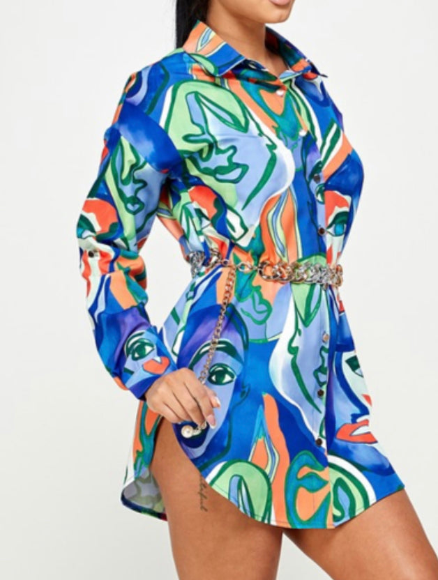 BLUE ABSTRACT TUNIC